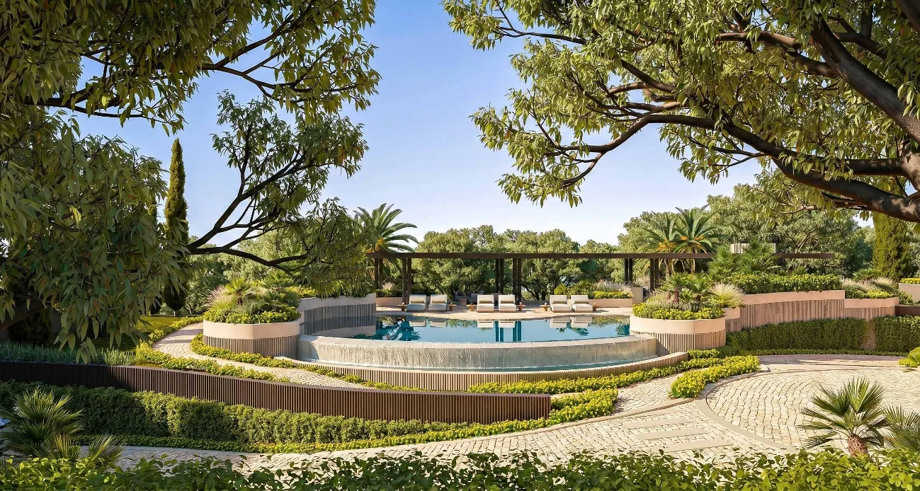 Piscina de Velvet Green entre jardines mediterráneos