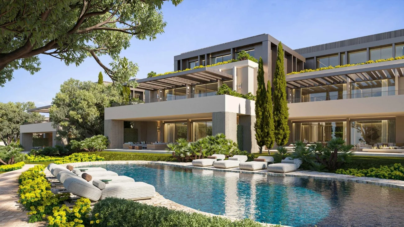Render aéreo de Velvet Green, residencial de Jamena Development en San Roque Club